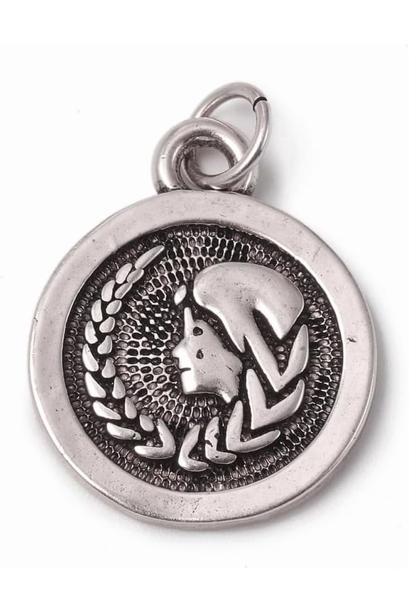 1 Pcs 12 Constellation/Zodiac Sign Brass Pendants Flat Round Virgo Charm Silver Pendant Decoration