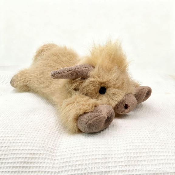 1 Pcs 13.8in Cow Throw Pillows Fluffy Stuffed Cow Pillow Plush Toy Cushion for Room Decor Birthday Present,Embroidered Eyes