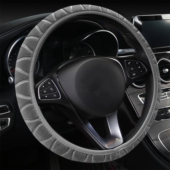 1 Pcs 15 Inch Car Steering Wheel Cover, Fluffy Steering Wheel Cover for Men Women, for Car SUV Truck, Grey