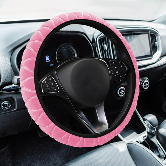 1 Pcs 15 Inch Car Steering Wheel Cover, Fluffy Steering Wheel Cover for Men Women, for Car SUV Truck, Pink