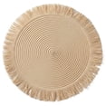 thumbnail image 1 of 1 Pcs 15" Natural Rustic Burlap Jute Placemat, Boho Round Paper Placemats, Rustic Woven Fade-Safe Tablemats,Braided Placemats for Home, Cafe or Events, 1 of 7