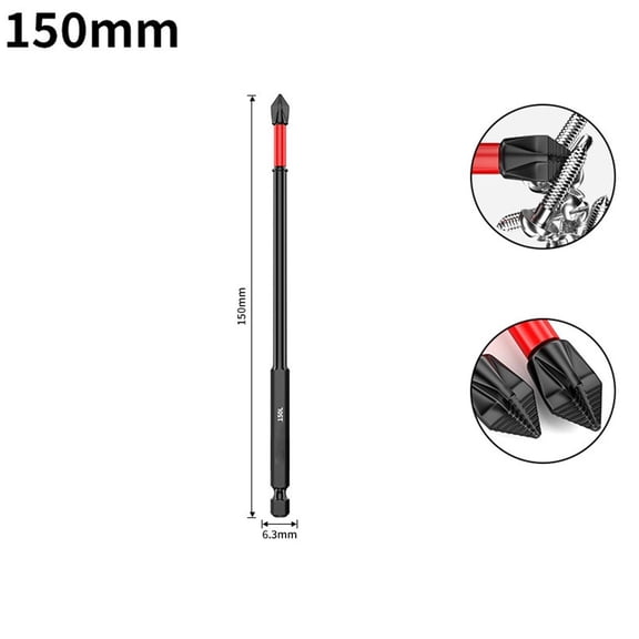 1 Pcs 150mm Non-slip PH2 Magnetic Batch Head Cross Screwdriver Impact Drill Bit