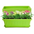 thumbnail image 1 of 1 Pcs 17 Inch Rectangular Flowerpots Box Plastic Window Planter Box Windowsill Planting Pots with Trays Balcony Garden Decoration (Green), 1 of 6