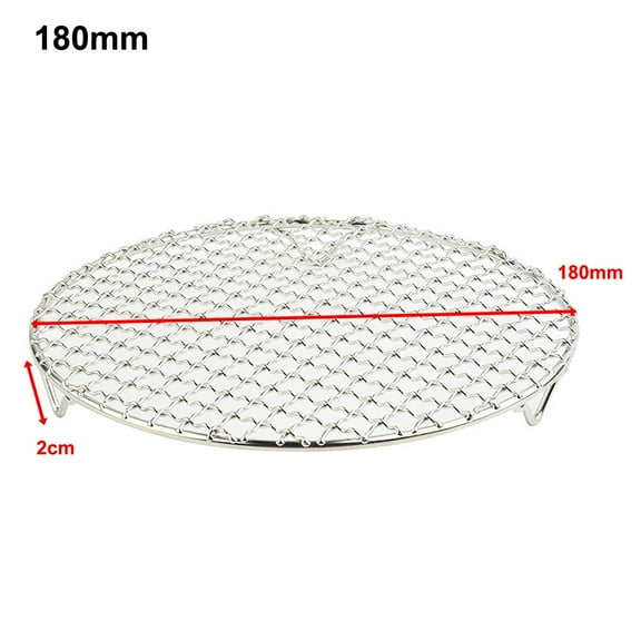 1 Pcs 180mm Round Cooling Baking Rack 201 Stainless Steel Wire Oven Grill Sheet BBQ Grill Net Meshes Racks Grid Camping Outdoor Mesh Wire Net