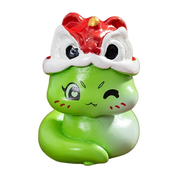 1 Pcs 2025 Chinese New Year Snake Figures Decoration Miniature Resin Chinese New Year Zodiac Snake Ornament for Cake Topper Dollhouse Car Office Table Desk (Cute)