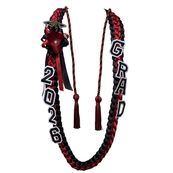 1 Pcs 2026 Graduation Leis, Two-Tone Braided Ribbon with Honor Cord, Unisex Graduation Gift for Graduates, Polyester 51"