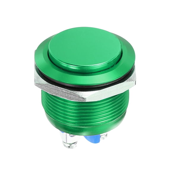 1 Pcs 22mm Push Button Switch, IP66 1NO 0-250V 5A Momentary Latching Push Button Starter Light on Off Switch Self-reset, Aluminum Alloy High Head Green