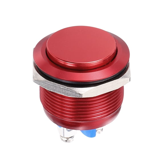 1 Pcs 22mm Push Button Switch, IP66 1NO 0-250V 5A Momentary Latching Push Button Starter Light on Off Switch Self-reset, Aluminum Alloy High Head Red