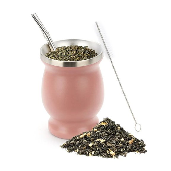 1 Pcs 230ML 304 Stainless Steel Mate Cup Double Wall 8oz Portable Tea Mug Mate Gourd with Bombillas and Cleaning Brush