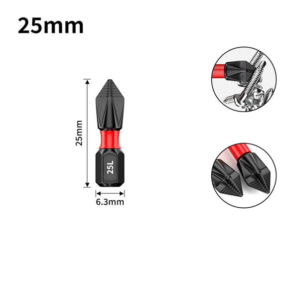 1 Pcs 25mm Non-slip PH2 Magnetic Batch Head Cross Screwdriver Impact Drill Bit