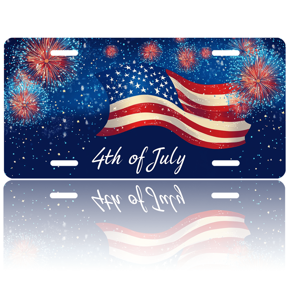 1 Pcs 2D Flat License Plate Covers & Frames, 4th of July with American ...