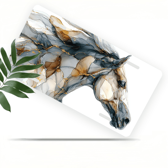 1 Pcs 2D Flat License Plate Covers & Frames, Abstract Horse For Decorative Front, Waterproof For Decoration Aluminum License Plate Covers & Frames Cover For Men Women, 12" X 6"