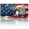 thumbnail image 1 of 1 Pcs 2D Flat License Plate Covers & Frames, American Eagle on Flag For Decorative Front, Waterproof For Decoration Aluminum License Plate Covers & Frames Cover For Men Women, 12" X 6", 1 of 7