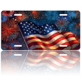 thumbnail image 1 of 1 Pcs 2D Flat License Plate Covers & Frames, American flag and fireworks For Decorative Front, Waterproof For Decoration Aluminum License Plate Covers & Frames Cover For Men Women, 12" X 6", 1 of 7