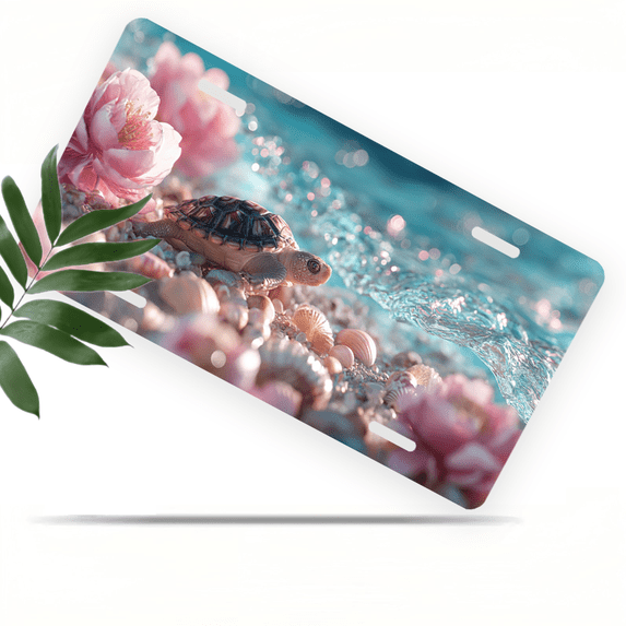 1 Pcs 2D Flat License Plate Covers & Frames, Baby Turtle For Decorative Front, Waterproof For Decoration Aluminum License Plate Covers & Frames Cover For Men Women, 12" X 6"