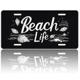 thumbnail image 1 of 1 Pcs 2D Flat License Plate Covers & Frames, Beach Life For Decorative Front, Waterproof For Decoration Aluminum License Plate Covers & Frames Cover For Men Women, 12" X 6", 1 of 7