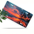 thumbnail image 1 of 1 Pcs 2D Flat License Plate Covers & Frames, Beach at Sunset For Decorative Front, Waterproof For Decoration Aluminum License Plate Covers & Frames Cover For Men Women, 12" X 6", 1 of 6
