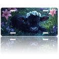 thumbnail image 1 of 1 Pcs 2D Flat License Plate Covers & Frames, A Black Calf in a Flowering For Decorative Front, Waterproof For Decoration Aluminum License Plate Covers & Frames Cover For Men Women, 12" X 6", 1 of 7