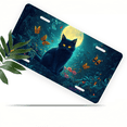 thumbnail image 1 of 1 Pcs 2D Flat License Plate Covers & Frames, A Black Cat For Decorative Front, Waterproof For Decoration Aluminum License Plate Covers & Frames Cover For Men Women, 12" X 6", 1 of 6