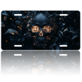 thumbnail image 1 of 1 Pcs 2D Flat License Plate Covers & Frames, Black Skull with Flowers For Decorative Front, Waterproof For Decoration Aluminum License Plate Covers & Frames Cover For Men Women, 12" X 6", 1 of 7