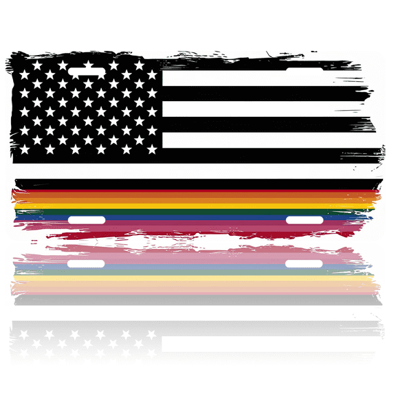 1 Pcs 2D Flat License Plate Covers & Frames, Black and White For Decorative Front, Waterproof For Decoration Aluminum License Plate Covers & Frames Cover For Men Women, 12" X 6"