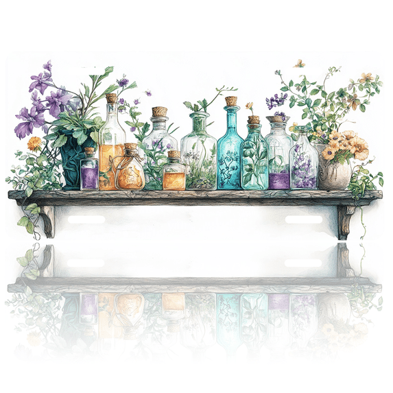 1 Pcs 2D Flat License Plate Covers & Frames, Bottles with Flowers on Shelf For Decorative Front, Waterproof For Decoration Aluminum License Plate Covers & Frames Cover For Men Women, 12" X 6"