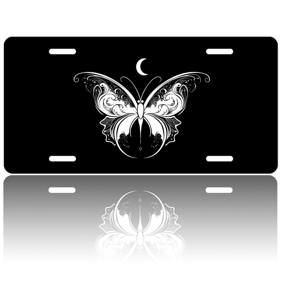 1 Pcs 2D Flat License Plate Covers & Frames, Butterfly For Decorative Front, Waterproof For Decoration Aluminum License Plate Covers & Frames Cover For Men Women, 12" X 6"