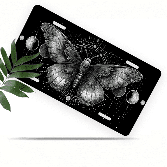1 Pcs 2D Flat License Plate Covers & Frames, Butterfly Pattern For Decorative Front, Waterproof For Decoration Aluminum License Plate Covers & Frames Cover For Men Women, 12" X 6"