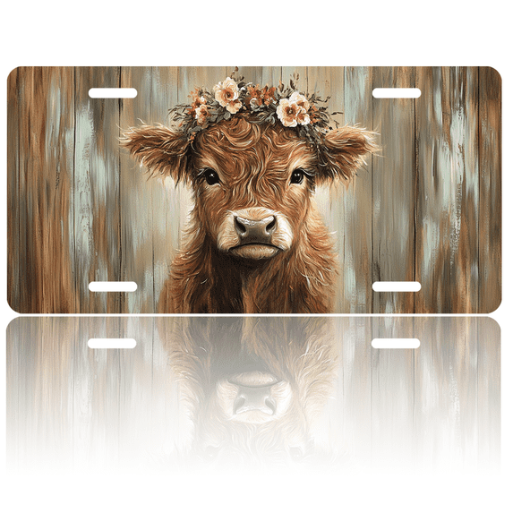 1 Pcs 2D Flat License Plate Covers & Frames, A Calf with a For Decorative Front, Waterproof For Decoration Aluminum License Plate Covers & Frames Cover For Men Women, 12" X 6"