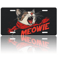 thumbnail image 1 of 1 Pcs 2D Flat License Plate Covers & Frames, Cat with Scarf and Meowie For Decorative Front, Waterproof For Decoration Aluminum License Plate Covers & Frames Cover For Men Women, 12" X 6", 1 of 7