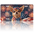 thumbnail image 1 of 1 Pcs 2D Flat License Plate Covers & Frames, Chihuahua wearing American For Decorative Front, Waterproof For Decoration Aluminum License Plate Covers & Frames Cover For Men Women, 12" X 6", 1 of 7