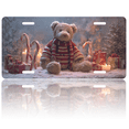 thumbnail image 1 of 1 Pcs 2D Flat License Plate Covers & Frames, Christmas Teddy For Decorative Front, Waterproof For Decoration Aluminum License Plate Covers & Frames Cover For Men Women, 12" X 6", 1 of 7