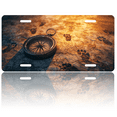 thumbnail image 1 of 1 Pcs 2D Flat License Plate Covers & Frames, Compass on Footprints For Decorative Front, Waterproof For Decoration Aluminum License Plate Covers & Frames Cover For Men Women, 12" X 6", 1 of 7