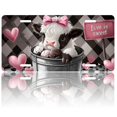 thumbnail image 1 of 1 Pcs 2D Flat License Plate Covers & Frames, Cow in Bucket with Ice Cream For Decorative Front, Waterproof For Decoration Aluminum License Plate Covers & Frames Cover For Men Women, 12" X 6", 1 of 7