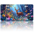 thumbnail image 1 of 1 Pcs 2D Flat License Plate Covers & Frames, Deer in a Flowering Forest For Decorative Front, Waterproof For Decoration Aluminum License Plate Covers & Frames Cover For Men Women, 12" X 6", 1 of 7