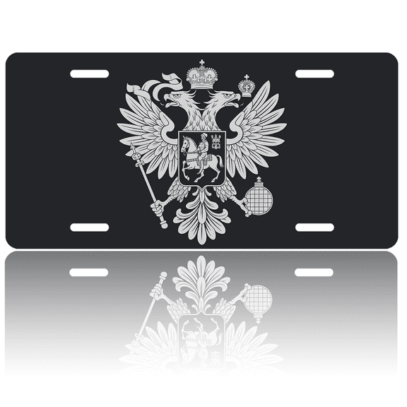1 Pcs 2D Flat License Plate Covers & Frames, Doubleheaded Eagle For Decorative Front, Waterproof For Decoration Aluminum License Plate Covers & Frames Cover For Men Women, 12" X 6"