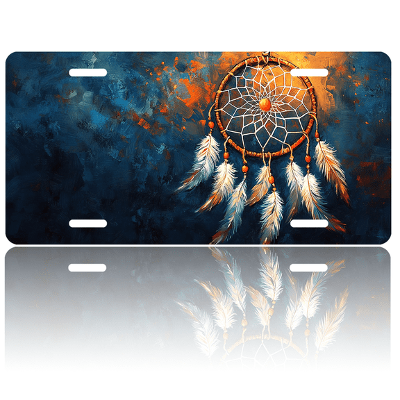 1 Pcs 2D Flat License Plate Covers & Frames, Dream Catcher For Decorative Front, Waterproof For Decoration Aluminum License Plate Covers & Frames Cover For Men Women, 12" X 6"