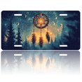 thumbnail image 1 of 1 Pcs 2D Flat License Plate Covers & Frames, Dream Catcher in Forest Night For Decorative Front, Waterproof For Decoration Aluminum License Plate Covers & Frames Cover For Men Women, 12" X 6", 1 of 7