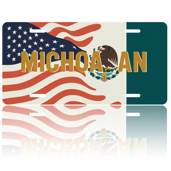 1 Pcs 2D Flat License Plate Covers & Frames, Flag Combining US For Decorative Front, Waterproof For Decoration Aluminum License Plate Covers & Frames Cover For Men Women, 12" X 6"