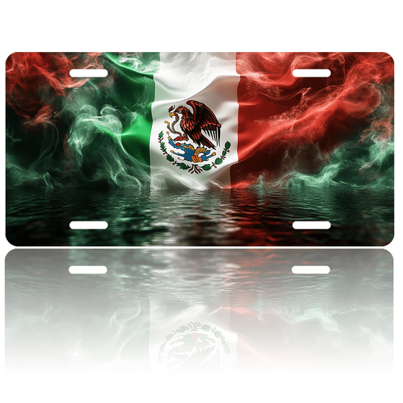 1 Pcs 2D Flat License Plate Covers & Frames, Flag of Mexico For Decorative Front, Waterproof For Decoration Aluminum License Plate Covers & Frames Cover For Men Women, 12" X 6"