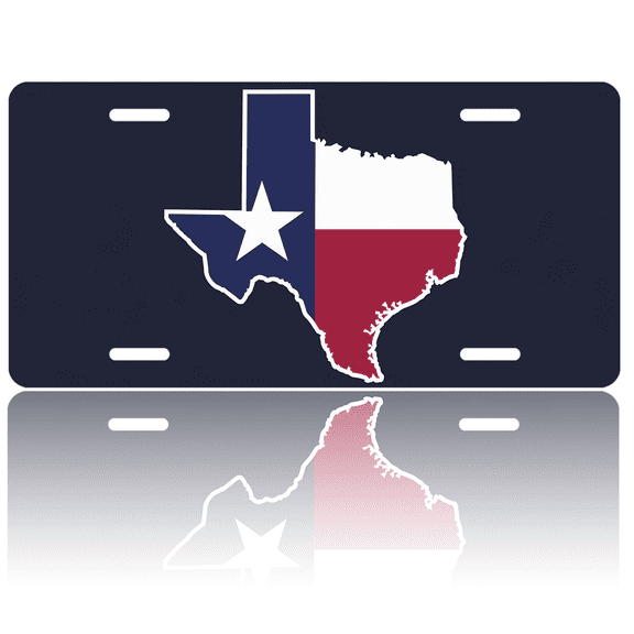 1 Pcs 2D Flat License Plate Covers & Frames, Flag of Texas For Decorative Front, Waterproof For Decoration Aluminum License Plate Covers & Frames Cover For Men Women, 12" X 6"