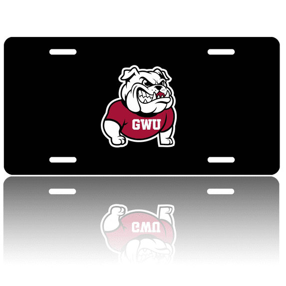 1 Pcs 2D Flat License Plate Covers & Frames, GWU Bulldog For Decorative Front, Waterproof For Decoration Aluminum License Plate Covers & Frames Cover For Men Women, 12" X 6"