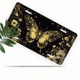 thumbnail image 1 of 1 Pcs 2D Flat License Plate Covers & Frames, Golden Butterfly For Decorative Front, Waterproof For Decoration Aluminum License Plate Covers & Frames Cover For Men Women, 12" X 6", 1 of 6