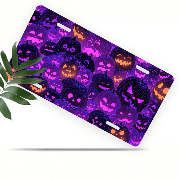 1 Pcs 2D Flat License Plate Covers & Frames, Halloween Pumpkins For Decorative Front, Waterproof For Decoration Aluminum License Plate Covers & Frames Cover For Men Women, 12" X 6"