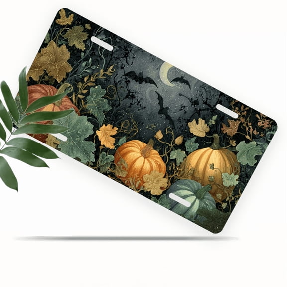 1 Pcs 2D Flat License Plate Covers & Frames, Halloween Pumpkins For Decorative Front, Waterproof For Decoration Aluminum License Plate Covers & Frames Cover For Men Women, 12" X 6"