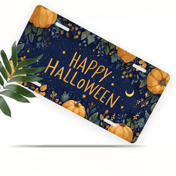 1 Pcs 2D Flat License Plate Covers & Frames, Happy Halloween For Decorative Front, Waterproof For Decoration Aluminum License Plate Covers & Frames Cover For Men Women, 12" X 6"
