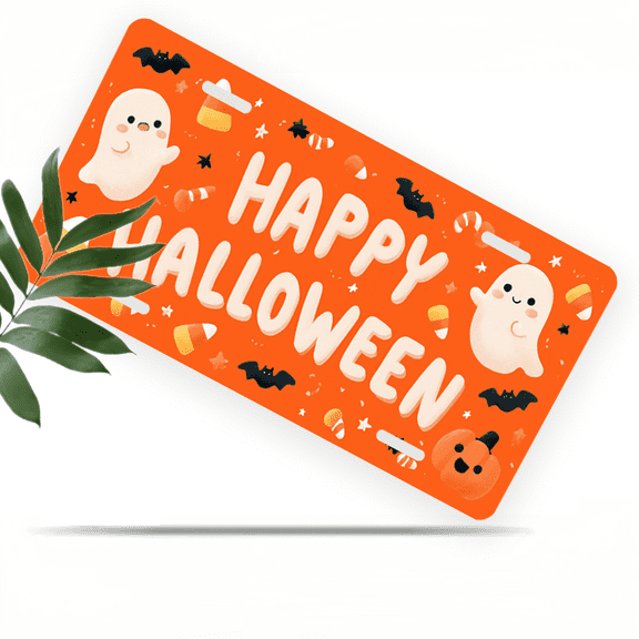 1 Pcs 2D Flat License Plate Covers & Frames, Happy Halloween For Decorative Front, Waterproof For Decoration Aluminum License Plate Covers & Frames Cover For Men Women, 12" X 6"