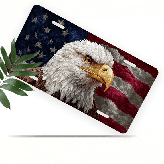 1 Pcs 2D Flat License Plate Covers & Frames, Head of American For Decorative Front, Waterproof For Decoration Aluminum License Plate Covers & Frames Cover For Men Women, 12" X 6"