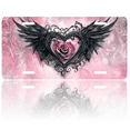 thumbnail image 1 of 1 Pcs 2D Flat License Plate Covers & Frames, Heart with Black Wings For Decorative Front, Waterproof For Decoration Aluminum License Plate Covers & Frames Cover For Men Women, 12" X 6", 1 of 7