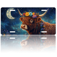 thumbnail image 1 of 1 Pcs 2D Flat License Plate Covers & Frames, Highland Cow For Decorative Front, Waterproof For Decoration Aluminum License Plate Covers & Frames Cover For Men Women, 12" X 6", 1 of 7